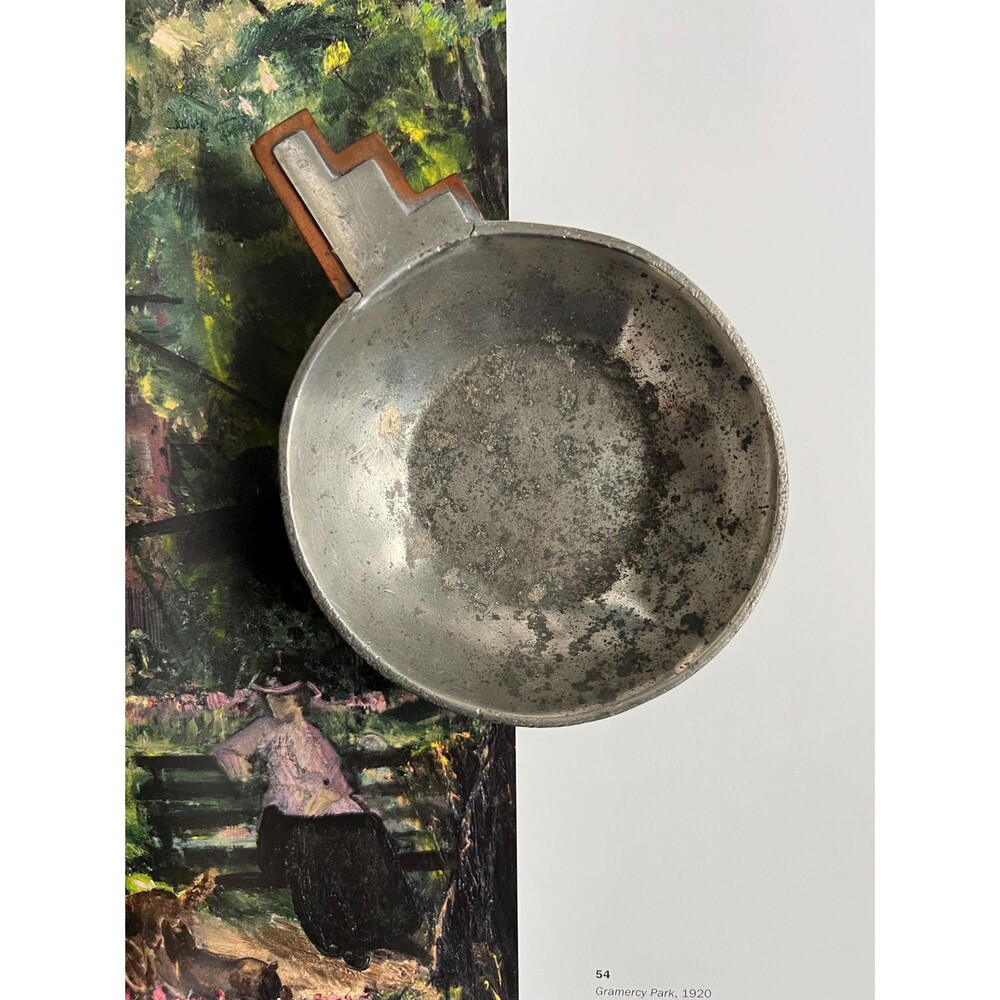 Vintage Metal Trinket Dish with Art Deco Detail